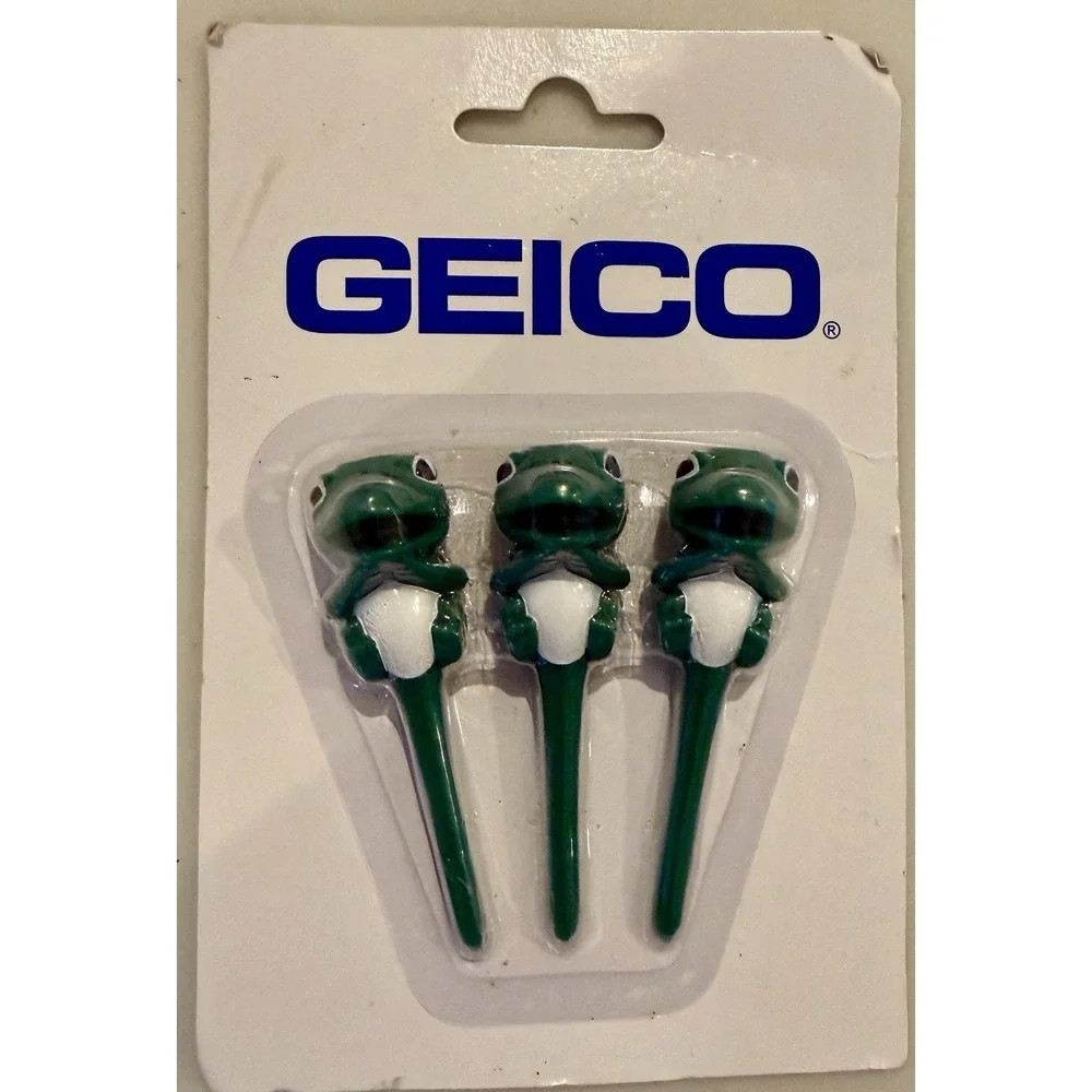 Geico Gecko Trio Golf Tees New in Pack Made in China‎